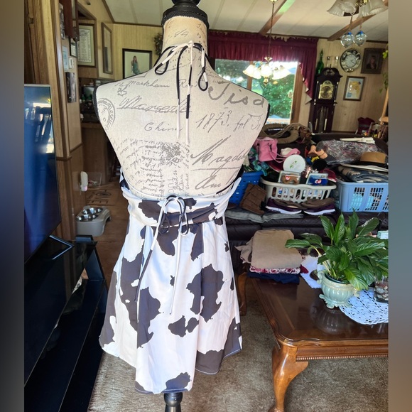 Urban Outfitters Shae Halter Slip Dress Cow Print Women’s Small. - Picture 14 of 16